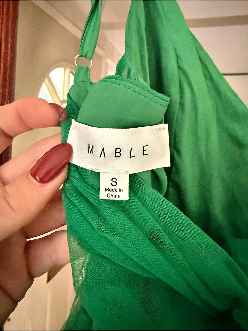 MABLE Green Ruffle Mini Dress Size Medium - Picture 4 of 5